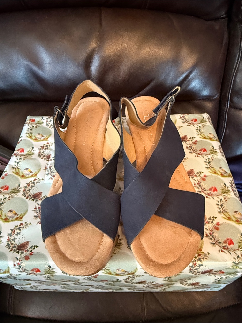 Women's Navy Cross-Band Slingback Sandals